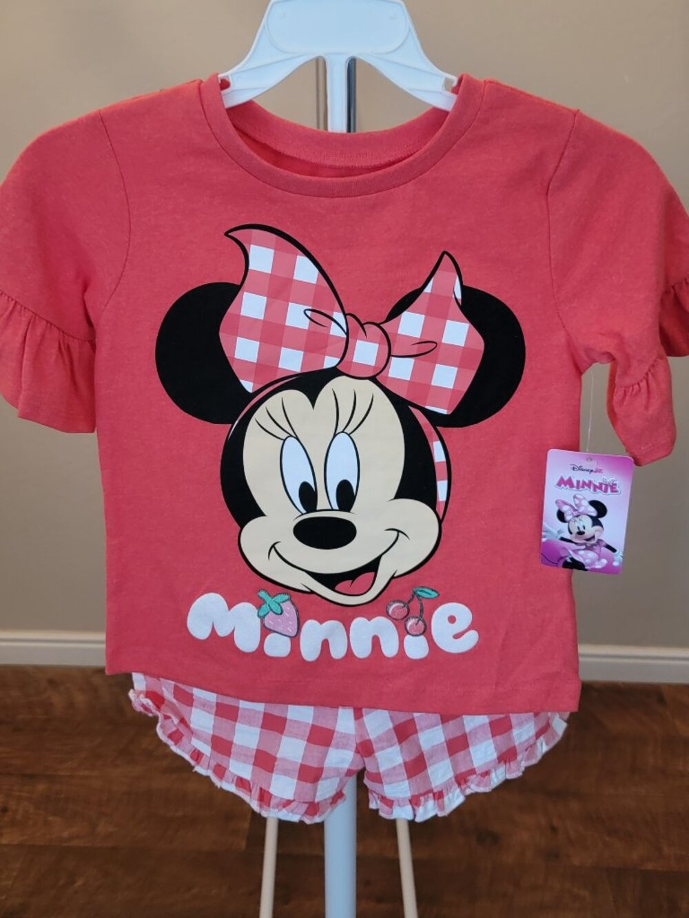 T-Shirt and Ruffle Shorts Outfit Minnie Red Gingham Size 5